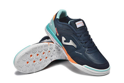 Men's Joma Top Flex IC Indoor & Futsal Low-Tops Football Shoes - Navy/Coral Blue/Orange Splash