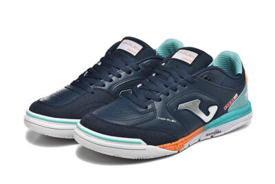 Men's Joma Top Flex IC Indoor & Futsal Low-Tops Football Shoes - Navy/Coral Blue/Orange Splash