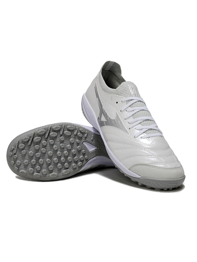 Men's Mizuno Morelia Neo 4 TF Artificial Turf Low-Tops Football Shoes - White/Silver Mist/Carbon Gray