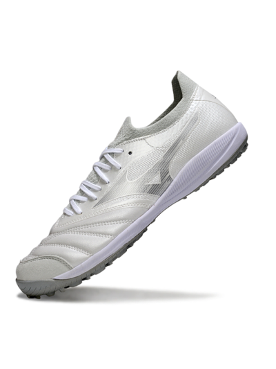 Men's Mizuno Morelia Neo 4 TF Artificial Turf Low-Tops Football Shoes - White/Silver Mist/Carbon Gray