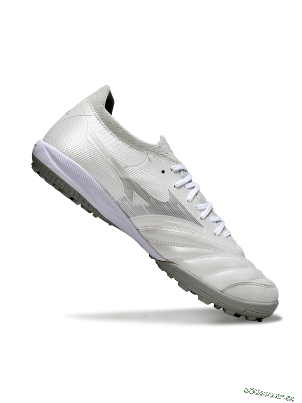 Men's Mizuno Morelia Neo 4 TF Artificial Turf Low-Tops Football Shoes - White/Silver Mist/Carbon Gray 4