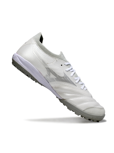 Men's Mizuno Morelia Neo 4 TF Artificial Turf Low-Tops Football Shoes - White/Silver Mist/Carbon Gray