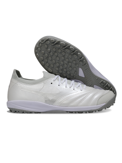 Men's Mizuno Morelia Neo 4 TF Artificial Turf Low-Tops Football Shoes - White/Silver Mist/Carbon Gray