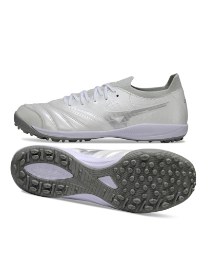 Men's Mizuno Morelia Neo 4 TF Artificial Turf Low-Tops Football Shoes - White/Silver Mist/Carbon Gray