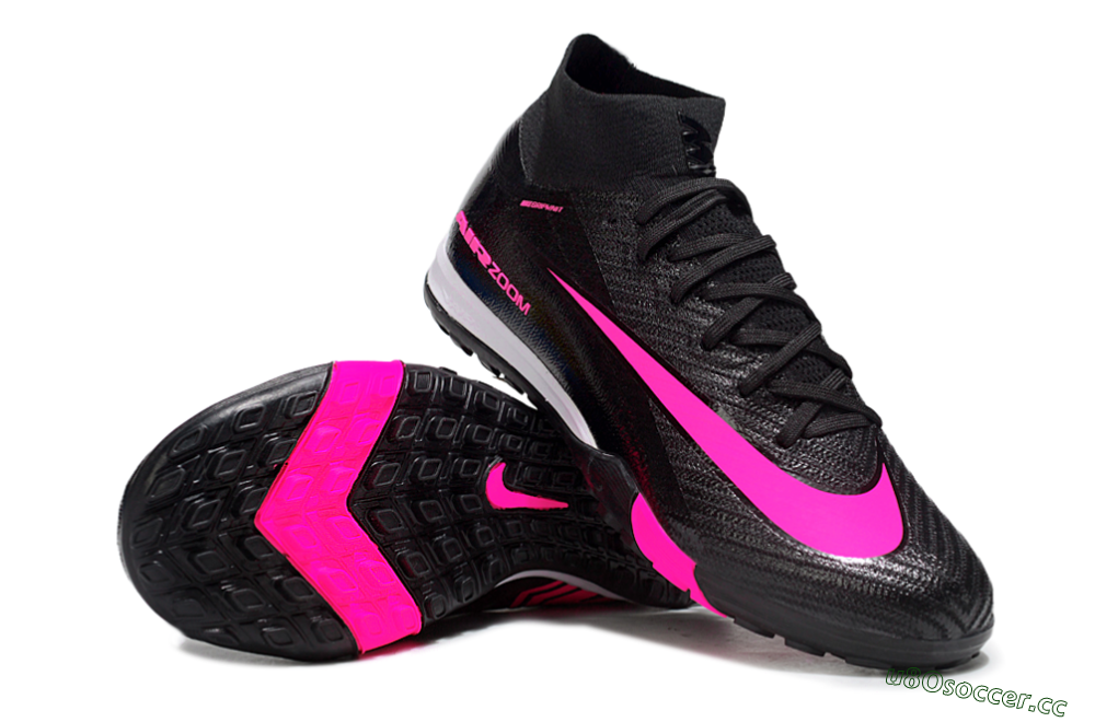 Unisex Nike Air Zoom Mercurial Superfly 10 Elite TF Artificial Turf Low-Tops Football Shoes - Black/Neon Pink/Charcoal Grey 1