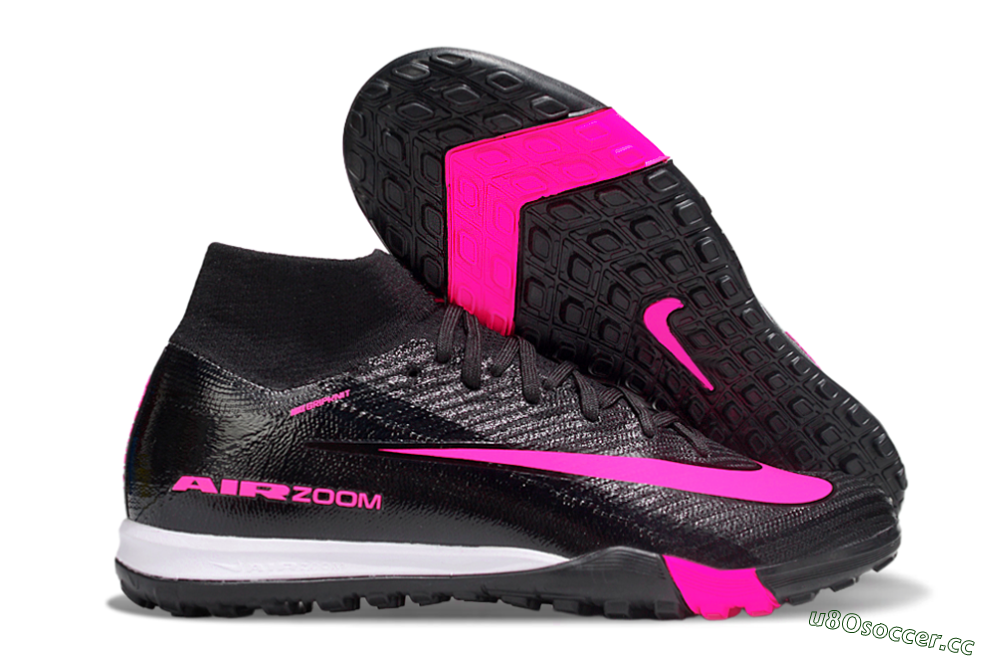 Unisex Nike Air Zoom Mercurial Superfly 10 Elite TF Artificial Turf Low-Tops Football Shoes - Black/Neon Pink/Charcoal Grey 2
