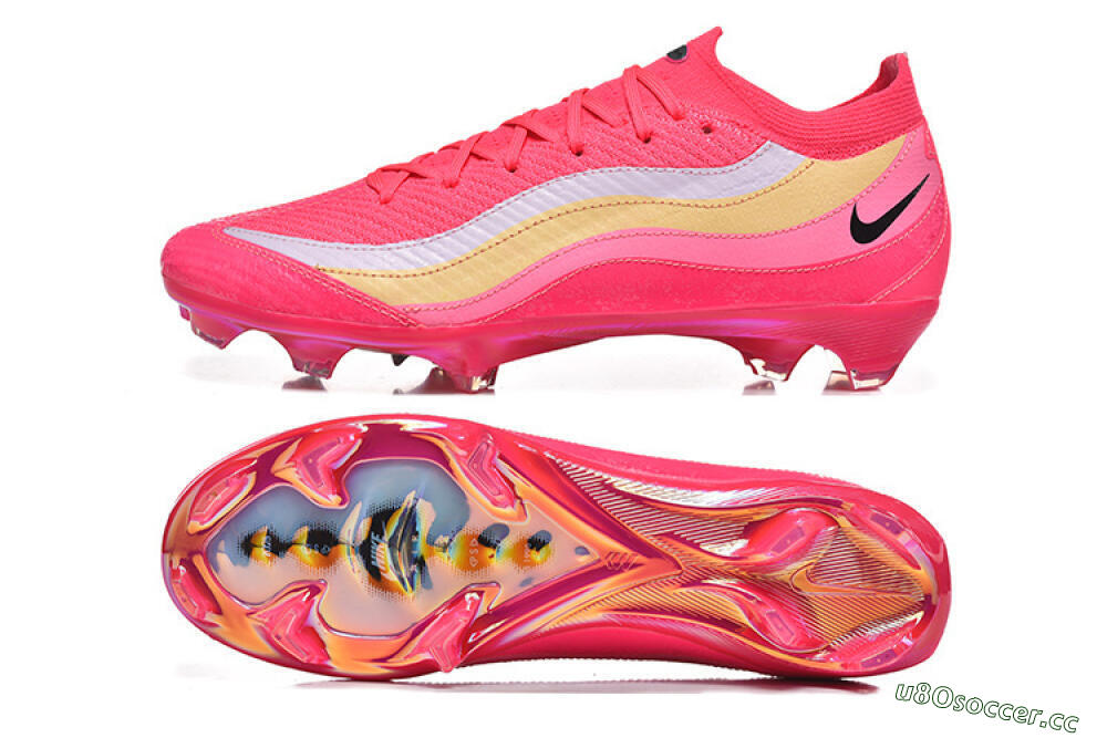 Men's Nike Air Zoom Mercurial Vapor 16 Elite FG Firm Ground Low-Tops Football Boots - Pink/Sunset Orange/Neon Yellow 1