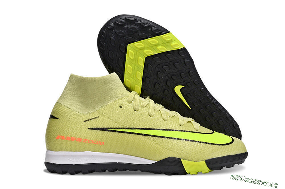Kids Nike Air Zoom Mercurial Superfly 10 Elite TF Artificial Turf High-Tops Football Shoes - Yellow/Lime Blast/Black Shadow 2