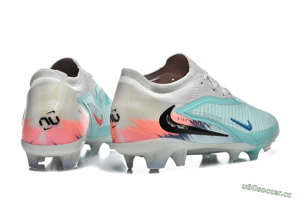 Men's Nike Phantom 6 Low Elite FG Firm Ground Low-Tops Football Boots - Aqua/Soft Blue/Coral Pink 9