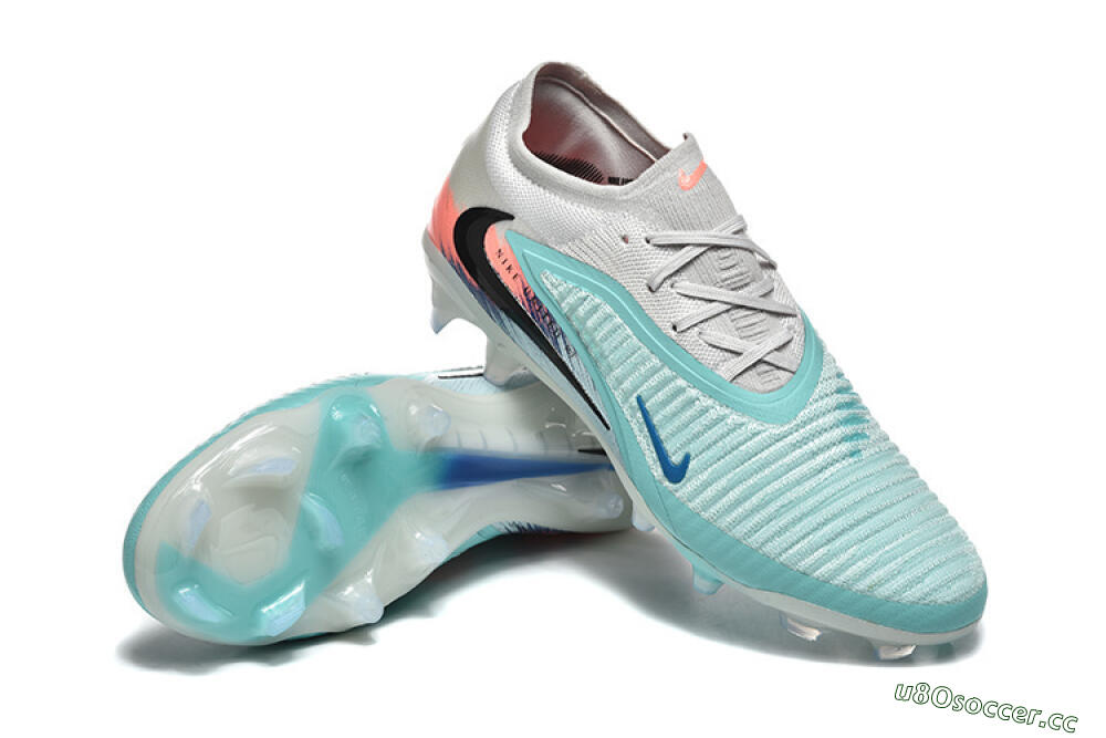 Men's Nike Phantom 6 Low Elite FG Firm Ground Low-Tops Football Boots - Aqua/Soft Blue/Coral Pink 4