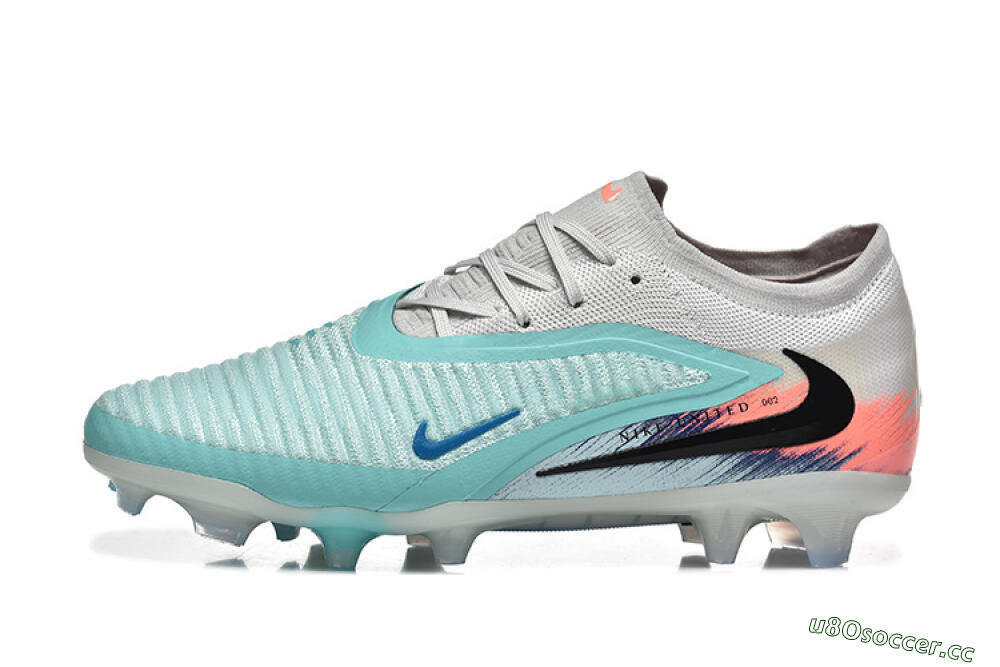 Men's Nike Phantom 6 Low Elite FG Firm Ground Low-Tops Football Boots - Aqua/Soft Blue/Coral Pink 0