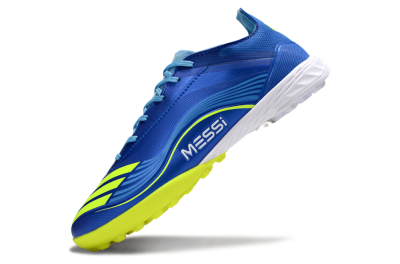 Men's Messi x Adidas F50 Pro TF Artificial Turf Low-Tops Football Shoes - Blue/Electric Blue/Lime Green