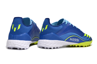 Men's Messi x Adidas F50 Pro TF Artificial Turf Low-Tops Football Shoes - Blue/Electric Blue/Lime Green