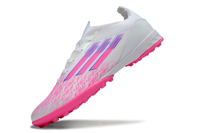 Men's Adidas F50 Elite TF Artificial Turf Low-Tops Football Shoes - White/Bright Pink/Light Blue