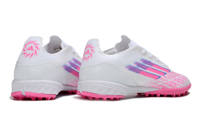 Men's Adidas F50 Elite TF Artificial Turf Low-Tops Football Shoes - White/Bright Pink/Light Blue