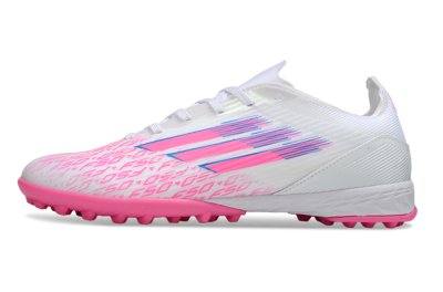 Men's Adidas F50 Elite TF Artificial Turf Low-Tops Football Shoes - White/Bright Pink/Light Blue