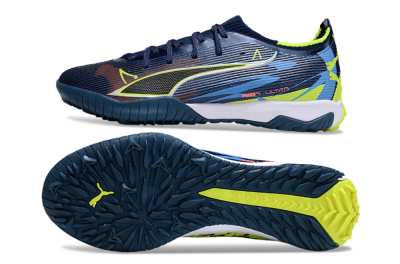 Men's Puma Ultra Ultimate TF Artificial Turf Low-Tops Football Shoes - Blue/Neon Green/Orange