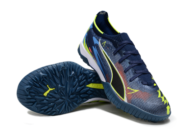 Men's Puma Ultra Ultimate TF Artificial Turf Low-Tops Football Shoes - Blue/Neon Green/Orange