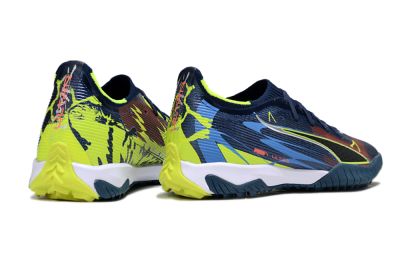 Men's Puma Ultra Ultimate TF Artificial Turf Low-Tops Football Shoes - Blue/Neon Green/Orange