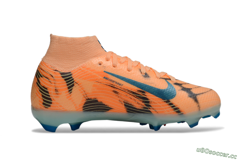 Kids Nike Air Zoom Mercurial Superfly 10 Elite FG Firm Ground High-Tops Football Boots - Orange/Electric Blue/Soft Pink 5