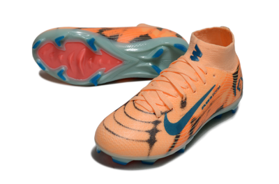 Kids Nike Air Zoom Mercurial Superfly 10 Elite FG Firm Ground High-Tops Football Boots - Orange/Electric Blue/Soft Pink