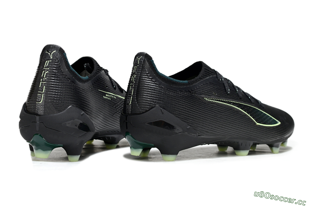 Men's Puma Ultra Ultimate FG Firm Ground Low-Tops Football Boots - Black/Neon Green/Charcoal Gray 6