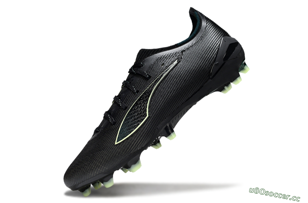 Men's Puma Ultra Ultimate FG Firm Ground Low-Tops Football Boots - Black/Neon Green/Charcoal Gray 5