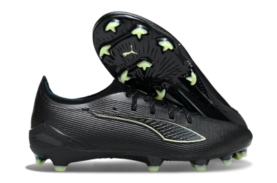 Men's Puma Ultra Ultimate FG Firm Ground Low-Tops Football Boots - Black/Neon Green/Charcoal Gray