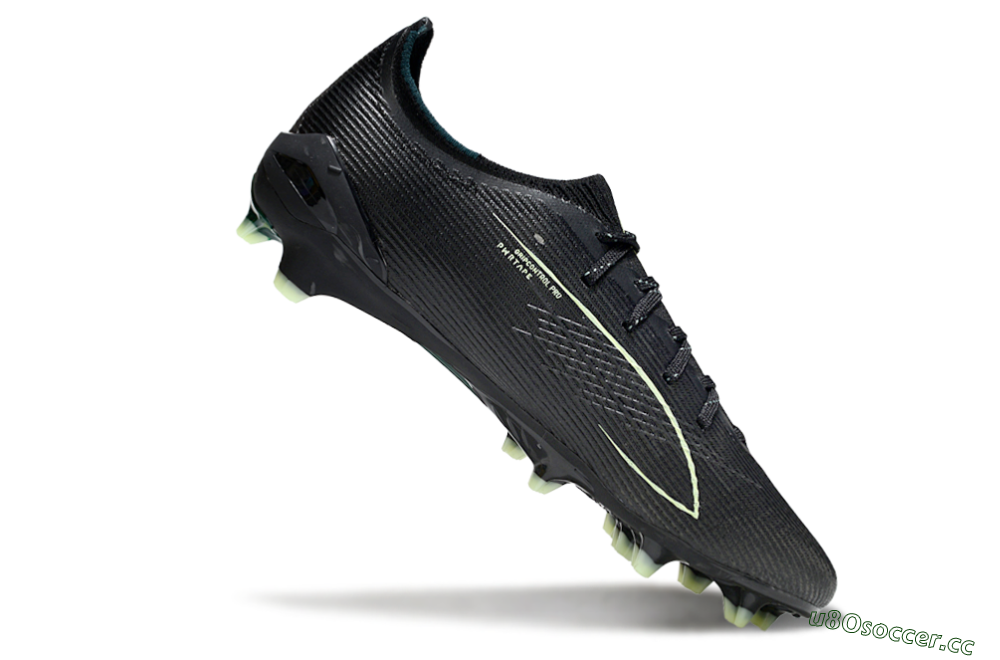 Men's Puma Ultra Ultimate FG Firm Ground Low-Tops Football Boots - Black/Neon Green/Charcoal Gray 4