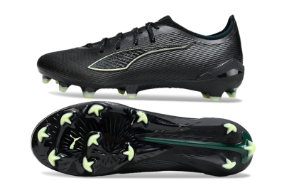 Men's Puma Ultra Ultimate FG Firm Ground Low-Tops Football Boots - Black/Neon Green/Charcoal Gray