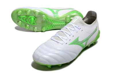 Men's Mizuno Morelia Neo 4 FG Firm Ground Low-Tops Football Boots - White/Lime Green/Neon Green