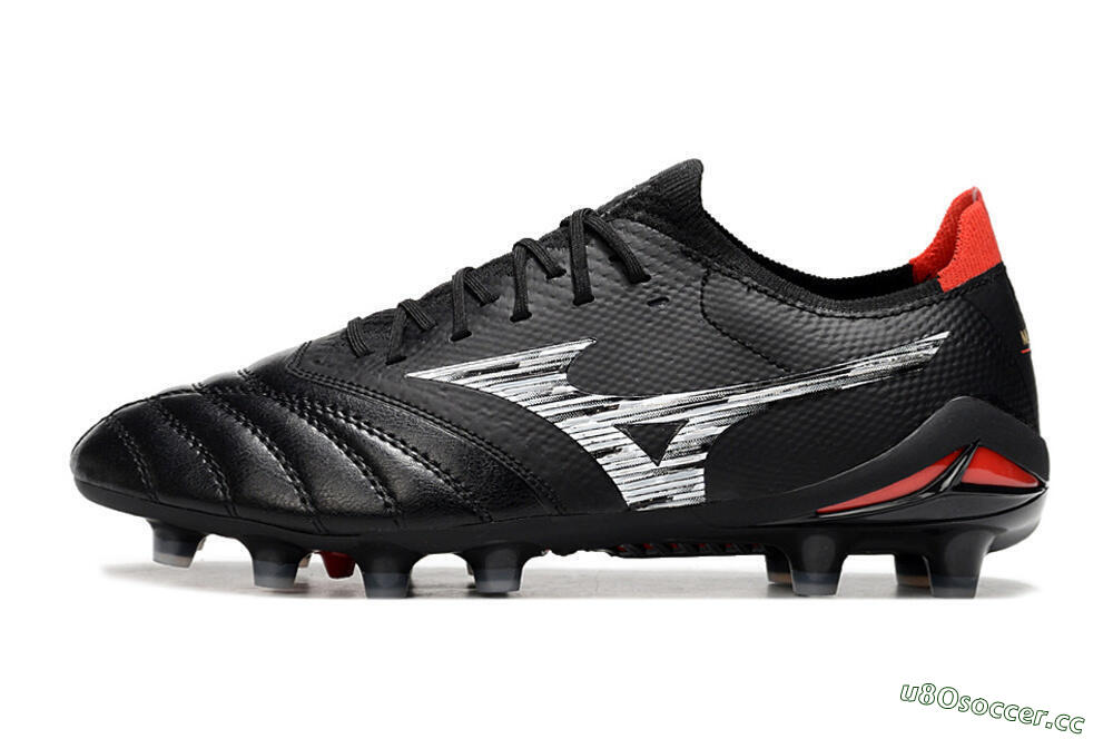 Men's Mizuno Morelia Neo 4 FG Firm Ground Low-Tops Football Boots - Black/Crimson Red/Steel Gray 0