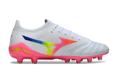 Men's Mizuno Morelia Neo 4 FG Firm Ground Low-Tops Football Boots - White/Vibrant Pink/Neon Yellow