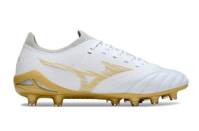 Men's Mizuno Morelia Neo 4 FG Firm Ground Low-Tops Football Boots - White/Golden Accent/Classic White