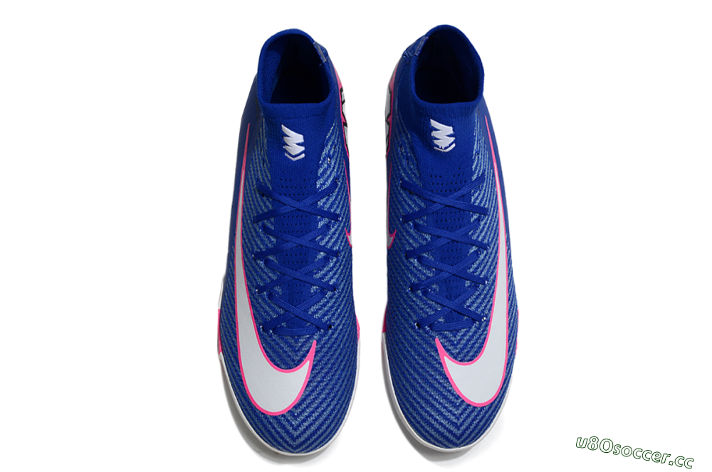 Unisex Nike Air Zoom Mercurial Superfly 10 Elite TF Artificial Turf High-Tops Football Shoes - Blue/Electric Pink/White 4