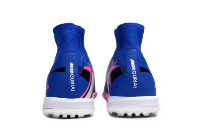 Unisex Nike Air Zoom Mercurial Superfly 10 Elite TF Artificial Turf High-Tops Football Shoes - Blue/Electric Pink/White