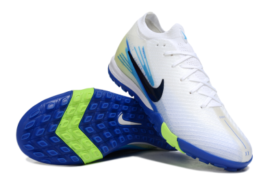 Unisex Nike Air Zoom Mercurial Vapor 16 Elite TF Artificial Turf Low-Tops Football Shoes - White/Electric Blue/Lime Green