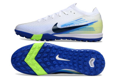 Unisex Nike Air Zoom Mercurial Vapor 16 Elite TF Artificial Turf Low-Tops Football Shoes - White/Electric Blue/Lime Green