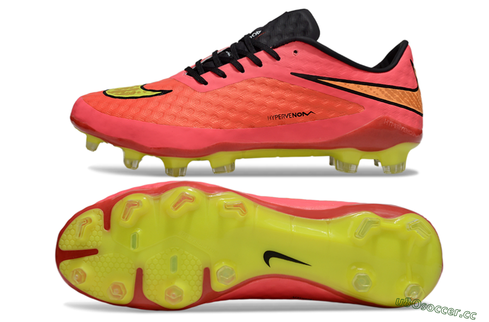 Men's Nike Hypervenom Phantom FG Firm Ground Low-Tops Football Boots - Pink/Electric Lime/Black 1