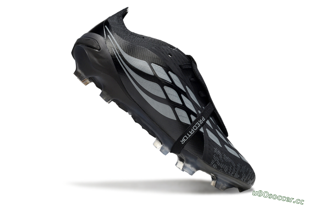 Men's Adidas Predator 26 Elite Fold-Over Tongue FG Firm Ground Low-Tops Football Boots - Black/Dark Shadow/Steel Gray 4