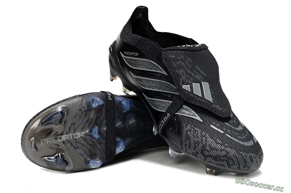 Men's Adidas Predator 26 Elite Fold-Over Tongue FG Firm Ground Low-Tops Football Boots - Black/Dark Shadow/Steel Gray 3