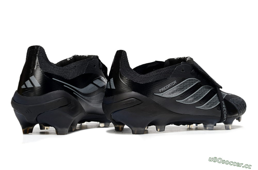 Men's Adidas Predator 26 Elite Fold-Over Tongue FG Firm Ground Low-Tops Football Boots - Black/Dark Shadow/Steel Gray 6