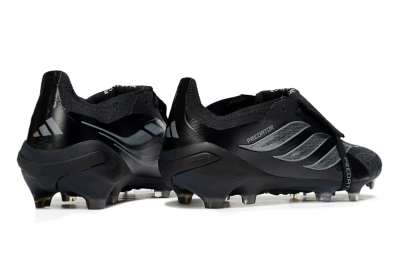 Men's Adidas Predator 26 Elite Fold-Over Tongue FG Firm Ground Low-Tops Football Boots - Black/Dark Shadow/Steel Gray
