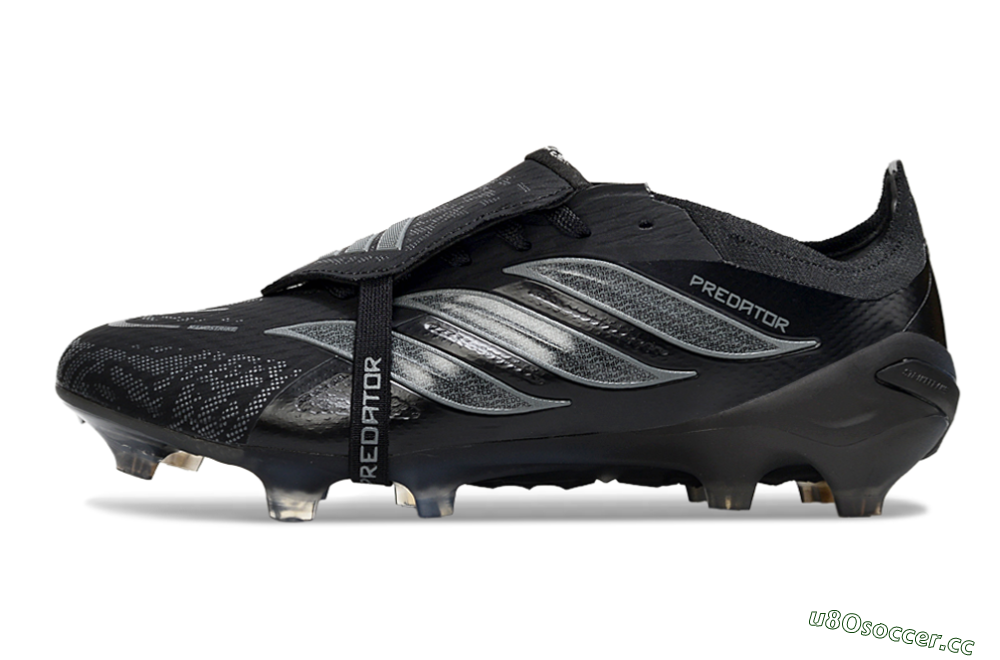 Men's Adidas Predator 26 Elite Fold-Over Tongue FG Firm Ground Low-Tops Football Boots - Black/Dark Shadow/Steel Gray 0