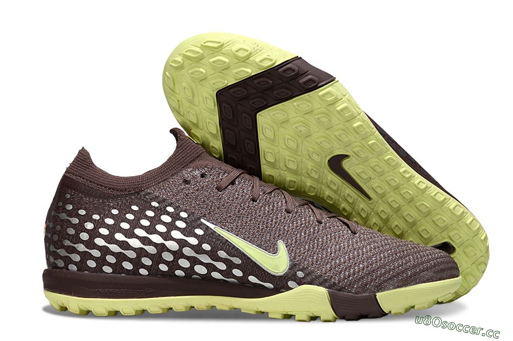 Unisex Nike Air Zoom Mercurial Vapor 16 Elite TF Artificial Turf Low-Tops Football Shoes - Brown/Lime Twist/Silver Dots 2