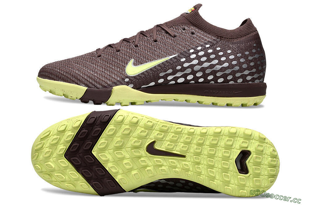 Unisex Nike Air Zoom Mercurial Vapor 16 Elite TF Artificial Turf Low-Tops Football Shoes - Brown/Lime Twist/Silver Dots 1