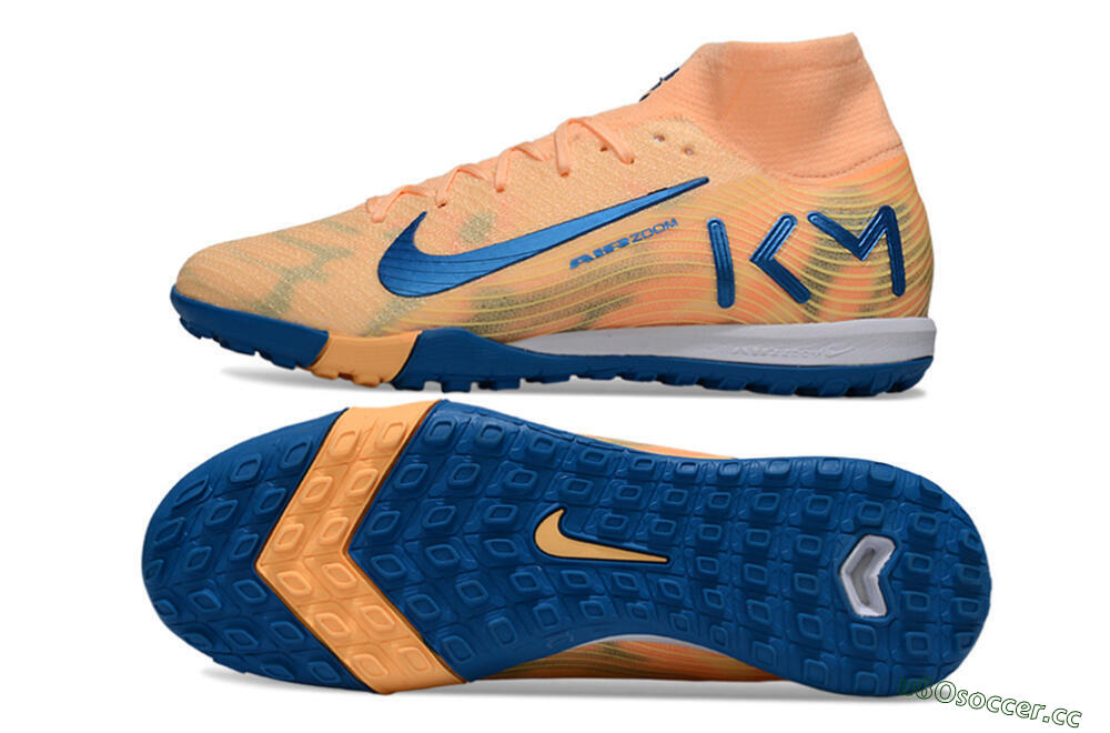 Unisex KM x Nike Air Zoom Mercurial Superfly 10 Elite TF Artificial Turf High-Tops Football Shoes - Orange/Tropical Sunrise/Navy Blue 1