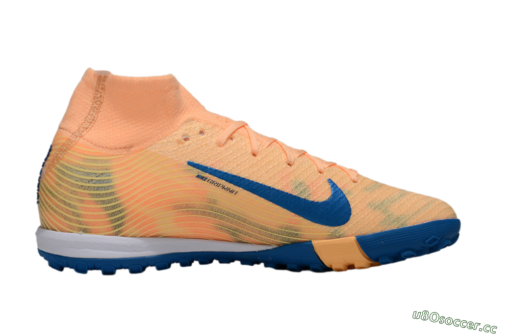 Unisex KM x Nike Air Zoom Mercurial Superfly 10 Elite TF Artificial Turf High-Tops Football Shoes - Orange/Tropical Sunrise/Navy Blue 7