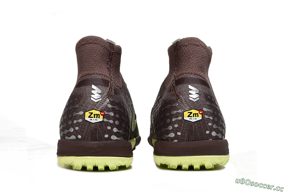Unisex Nike Air Zoom Mercurial Superfly 10 Elite TF Artificial Turf High-Tops Football Shoes - Brown/Lime Green/Slate Grey 5