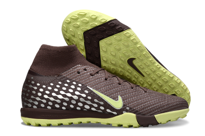 Unisex Nike Air Zoom Mercurial Superfly 10 Elite TF Artificial Turf High-Tops Football Shoes - Brown/Lime Green/Slate Grey